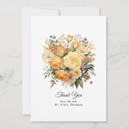 Champagne Colored Floral Wedding Dankeskarte