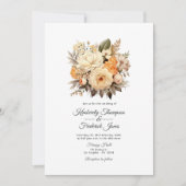 Champagne Colored Floral Wedding Einladung (Vorderseite)