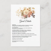 Champagne Colored Floral Wedding Guest Details Begleitkarte (Vorderseite)