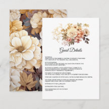 Champagne Colored Floral Wedding Guest Details