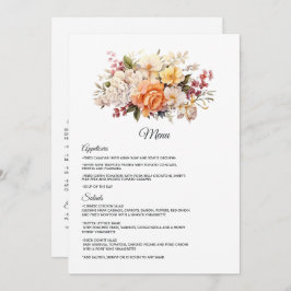 Champagne Colored Floral Wedding Menükarte
