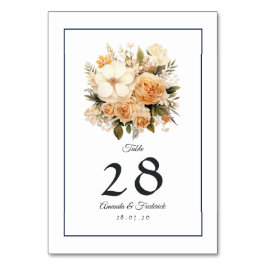 Champagne Colored Floral Wedding Tischnummer
