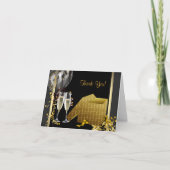 Champagne Confetti Black and Gold Danke Cards (Vorderseite)