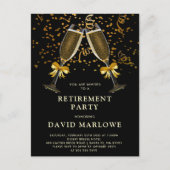 Champagne Confetti Black GoldGlitter Postkarte (Vorderseite)