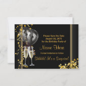 Champagne Confetti Black Save the Date (Rückseite)