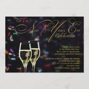 Champagne Confetti Silvester Party Einladung