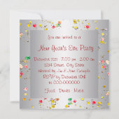 Champagne Confetti Silvester Party Einladungen (Rückseite)