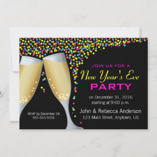 Champagne & Confetti Silvesterabend Party Einladung