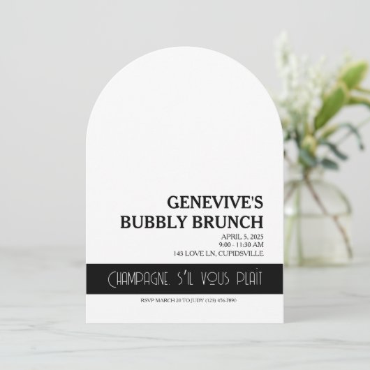 Champagne Coquette Einladung (Stehend Vorderseite)