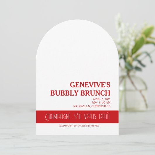 Champagne Coquette Einladung (Stehend Vorderseite)