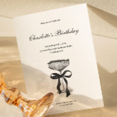 Champagne coupe Black Bow Birthday Party Invite Einladung