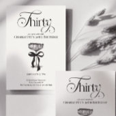 Champagne coupe Black Bow Birthday Party Invite Einladung