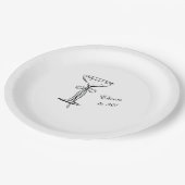 Champagne Coupe Cheers to Birthday White Pappteller (Schrägansicht)