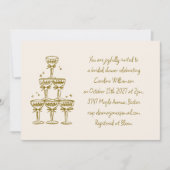 Champagne Coupe Gold Handgeschriebenes Brautparty Einladung (Vorderseite)