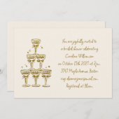 Champagne Coupe Gold Handgeschriebenes Brautparty Einladung (Vorne/Hinten)