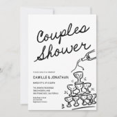 Champagne Couples Dusche Einladung (Vorderseite)