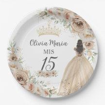 Champagne Cream Beige Floral Prinzessin Quinceañer