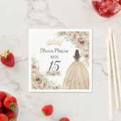 Champagne Cream Beige Floral Prinzessin Quinceañer Serviette (Beispiel)