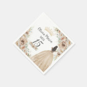 Champagne Cream Beige Floral Prinzessin Quinceañer Serviette (Ecke)