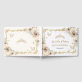 Champagne Cream Floral Butterfells Quinceañera Gästebuch (Voll)