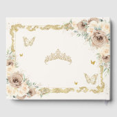 Champagne Cream Floral Butterfells Quinceañera Gästebuch (Rückseite)