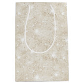 Champagne Cream Sand Glitter Birthday Mittlere Geschenktüte (Vorderseite)