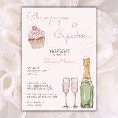 Champagne & Cupcakes Modernes Rosa Bridal Luncheon Einladung