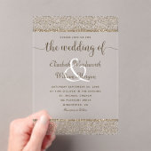 Champagne Damask Glitzer Monogram Elegant Wedding Acryleinladungen (Insitu (Handheld))