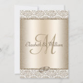 Champagne Damask Glitzer Monogram Elegant Wedding Einladung (Rückseite)