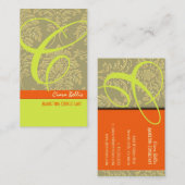 Champagne Damask Monogram Visitenkarte (Vorne/Hinten)