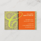 Champagne Damask Monogram Visitenkarte (Rückseite)