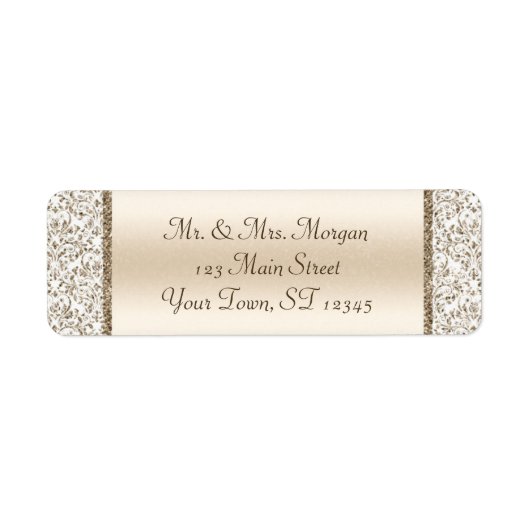 Champagne Damask Wedding Rücksendeadresse (Vorne)