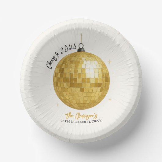 Champagne Disco Ball 2026 New Year Eve Pappteller (Vorderseite)