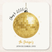 Champagne Disco Ball 2026 New Year Eve Rechteckiger Pappuntersetzer (Vorderseite)