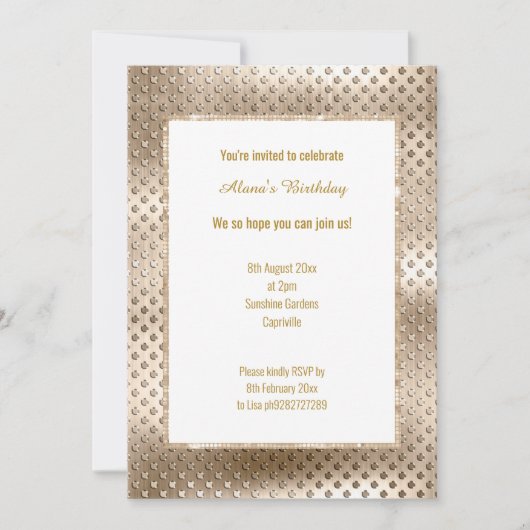 CHAMPAGNE DISCO DENT INVITATION EINLADUNG (Vorderseite)