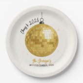 Champagne Disco-Kugel 2026 Silvester Pappteller (Vorderseite)