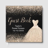 Champagne Dress Faux Glitter Sweet 16 Birthday Gästebuch (Vorderseite)