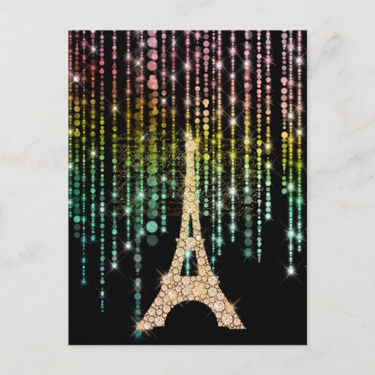 Champagne Eiffel Tower Postcard Postkarte (Vorderseite)