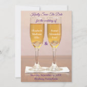 Champagne Einfache Eheringe Save The Date (Vorderseite)