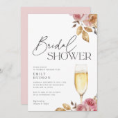 Champagne Elegantes Brautparty Einladung (Vorne/Hinten)