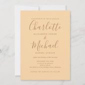 Champagne Elegantes Script QR Code Hochzeit Einladung (Vorderseite)