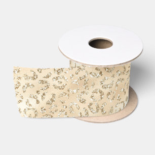 Champagne-Faux-Glitter-Leopardenprint Satinband