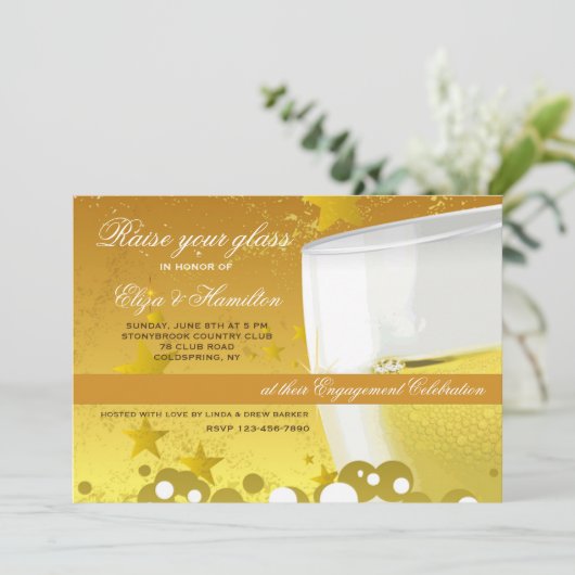 Champagne-Feier-Einladung Einladung (Stehend Vorderseite)