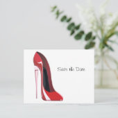 Champagne-Fersen-Flöten-rote Stilett-Kunst Ankündigungspostkarte (Stehend Vorderseite)