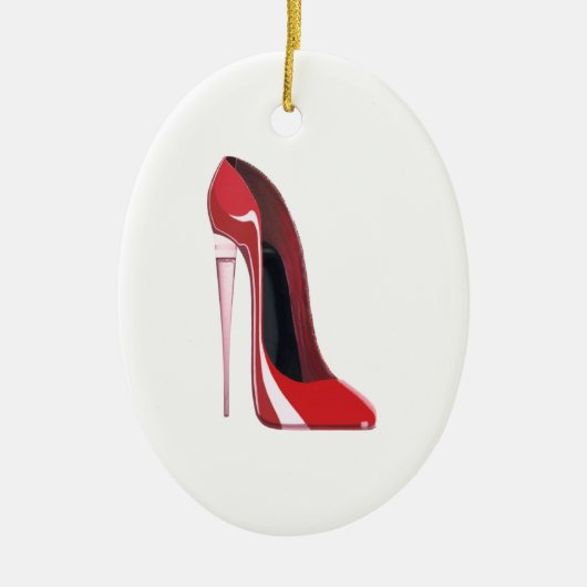 Champagne-Fersen-rote Stilett-Schuh-Kunst Keramikornament (Vorne)