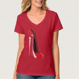 Champagne-Fersen-rote Stilett-Schuh-Kunst-Kleidung T-Shirt