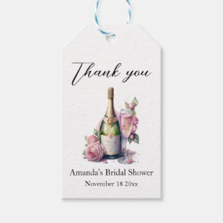 Champagne Flasche Floral Brautparty Gefallen Geschenkanhänger