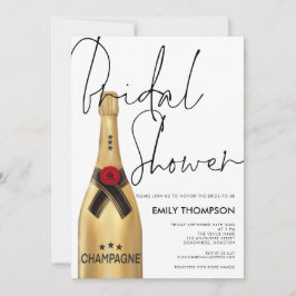 Champagne Flasche Script Gold Brautparty Einladung