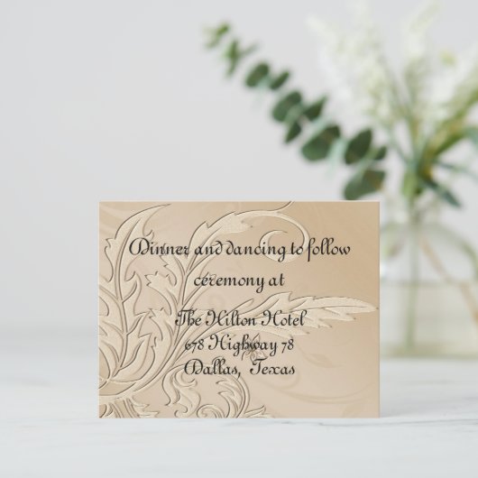 Champagne Fleur Formal Empfang Card Einladung (Stehend Vorderseite)