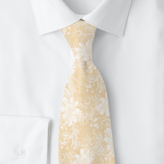 Champagne Floral Batik Krawatte
